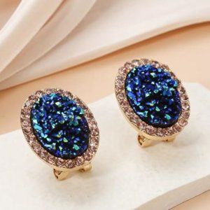 Sapphire Blue crushed stone earrings
